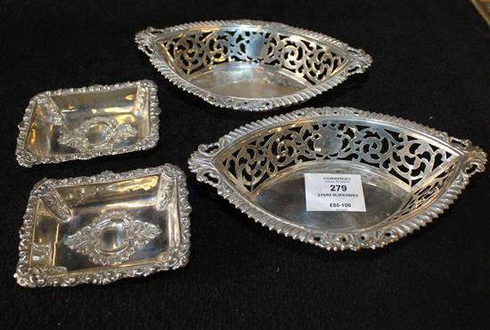 2 pairs silver dishes